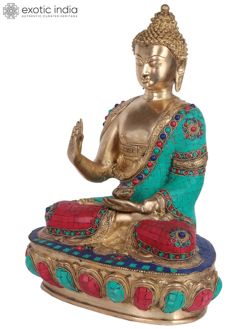 12" Preaching Buddha - Tibetan Buddhist In Brass | Handmade | Made In India