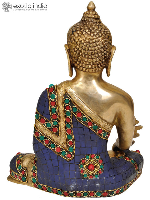 10" Tibetan Buddhist Deity Lapis Buddha of Healing In Brass | Handmade | Made In India