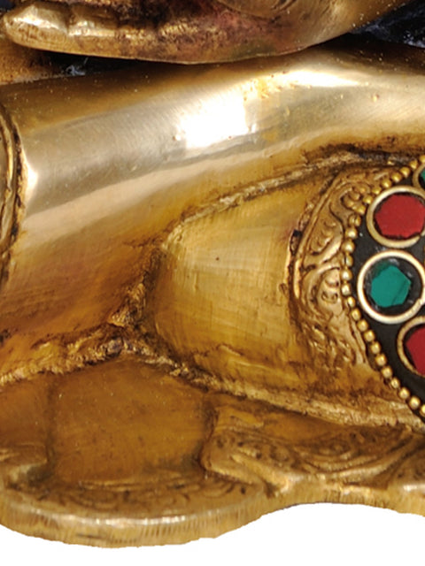 10" Tibetan Buddhist Deity Lapis Buddha of Healing In Brass | Handmade | Made In India