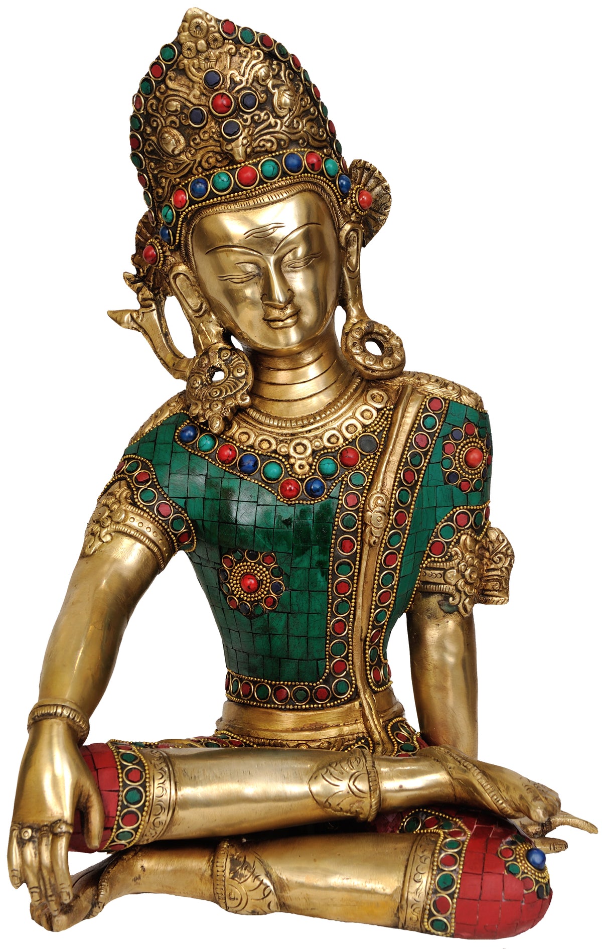 14" Bhagawan Indra Handmade Brass Statue for Home Decor