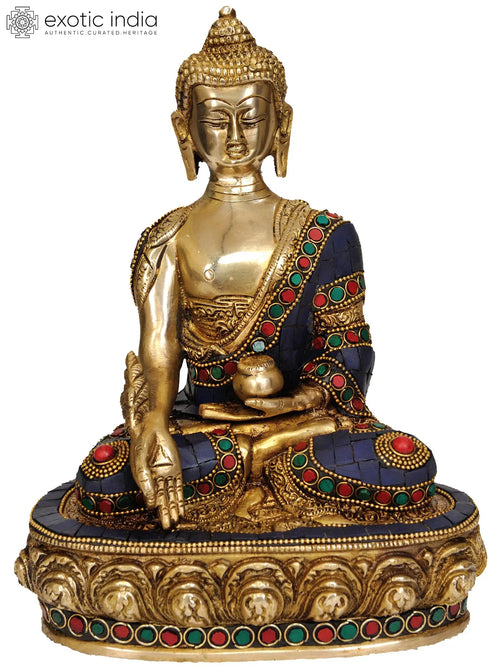 9" Medicine Buddha Handmade Brass Statue for Pooja