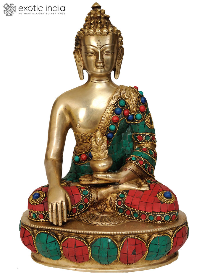 11" Lord Buddha Bhumisparsha Mudra Handmade Brass Statue