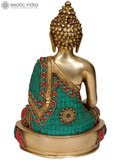 11" Lord Buddha in the Bhumisparsha Mudra In Brass | Handmade | Made In India