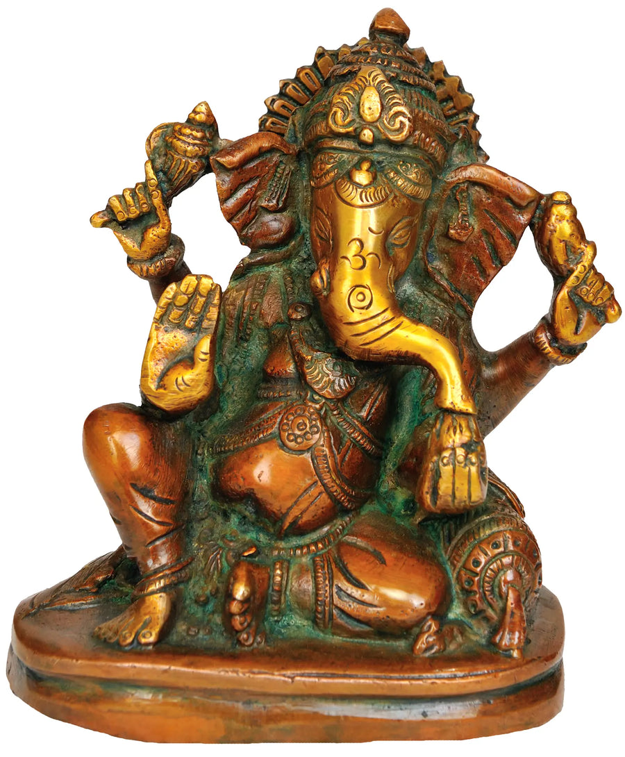 5" Brass Ganesha Blessing Statue Handmade
