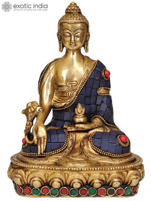 7" Tibetan Buddhist Healing Buddha Brass Statue Handmade