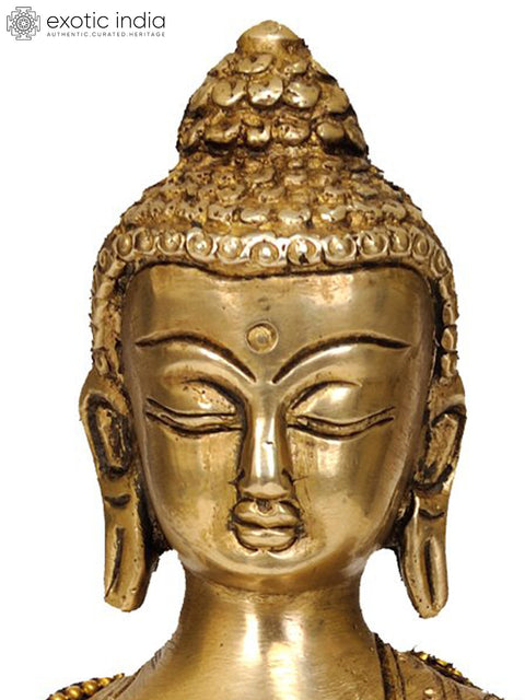 7" Tibetan Buddhist God Lapis Buddha of Healing In Brass | Handmade | Made In India