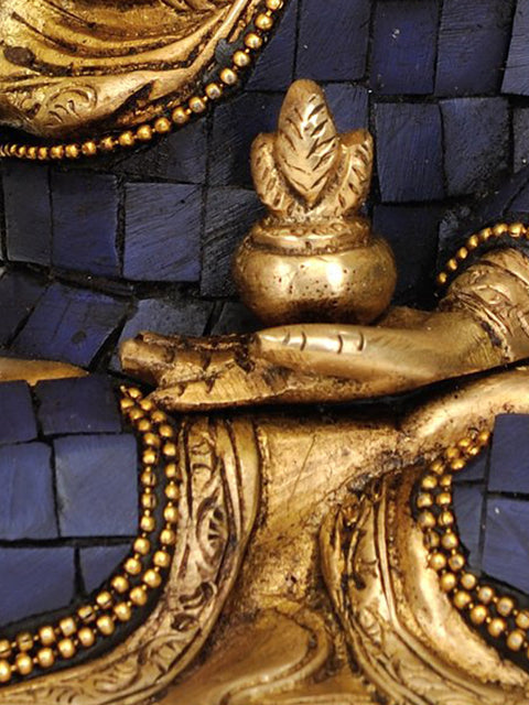 7" Tibetan Buddhist God Lapis Buddha of Healing In Brass | Handmade | Made In India