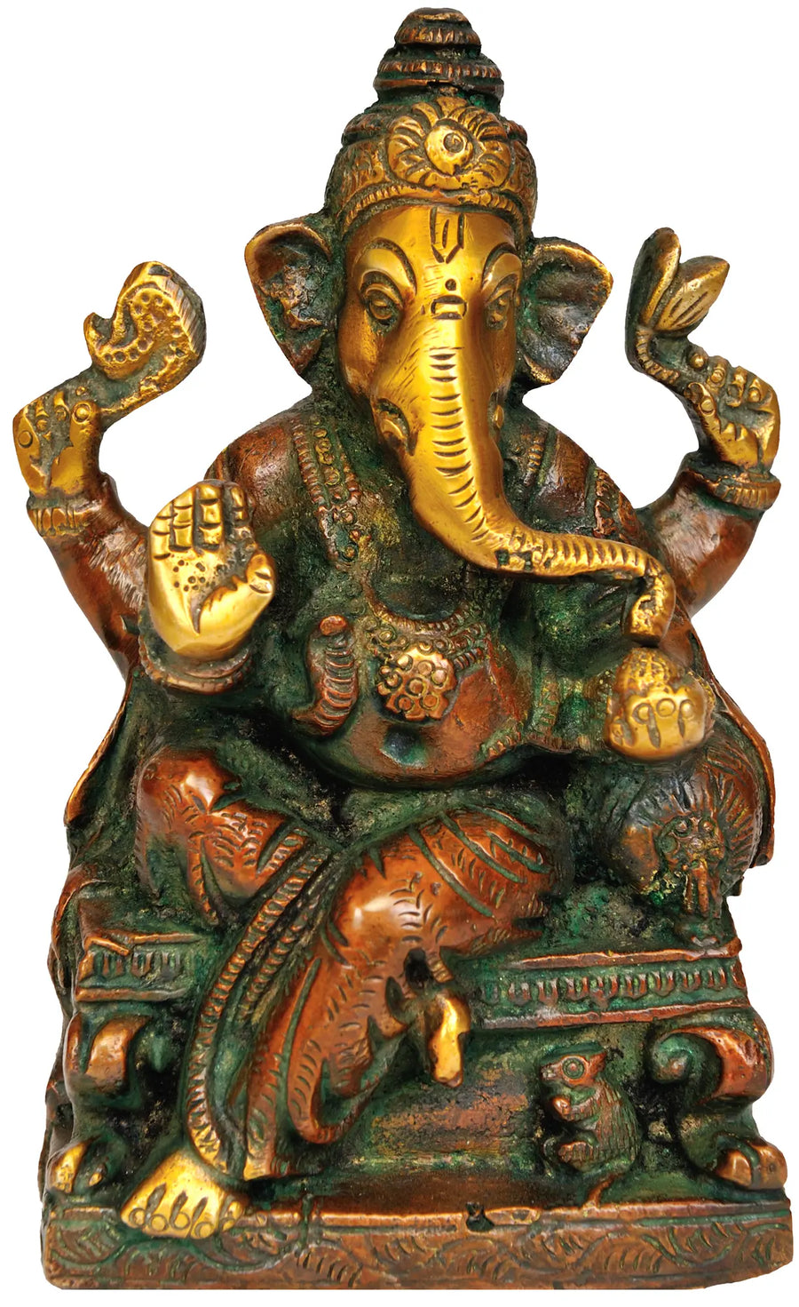 6" Bhagawan Ganesha Handmade Brass Idol for Pooja