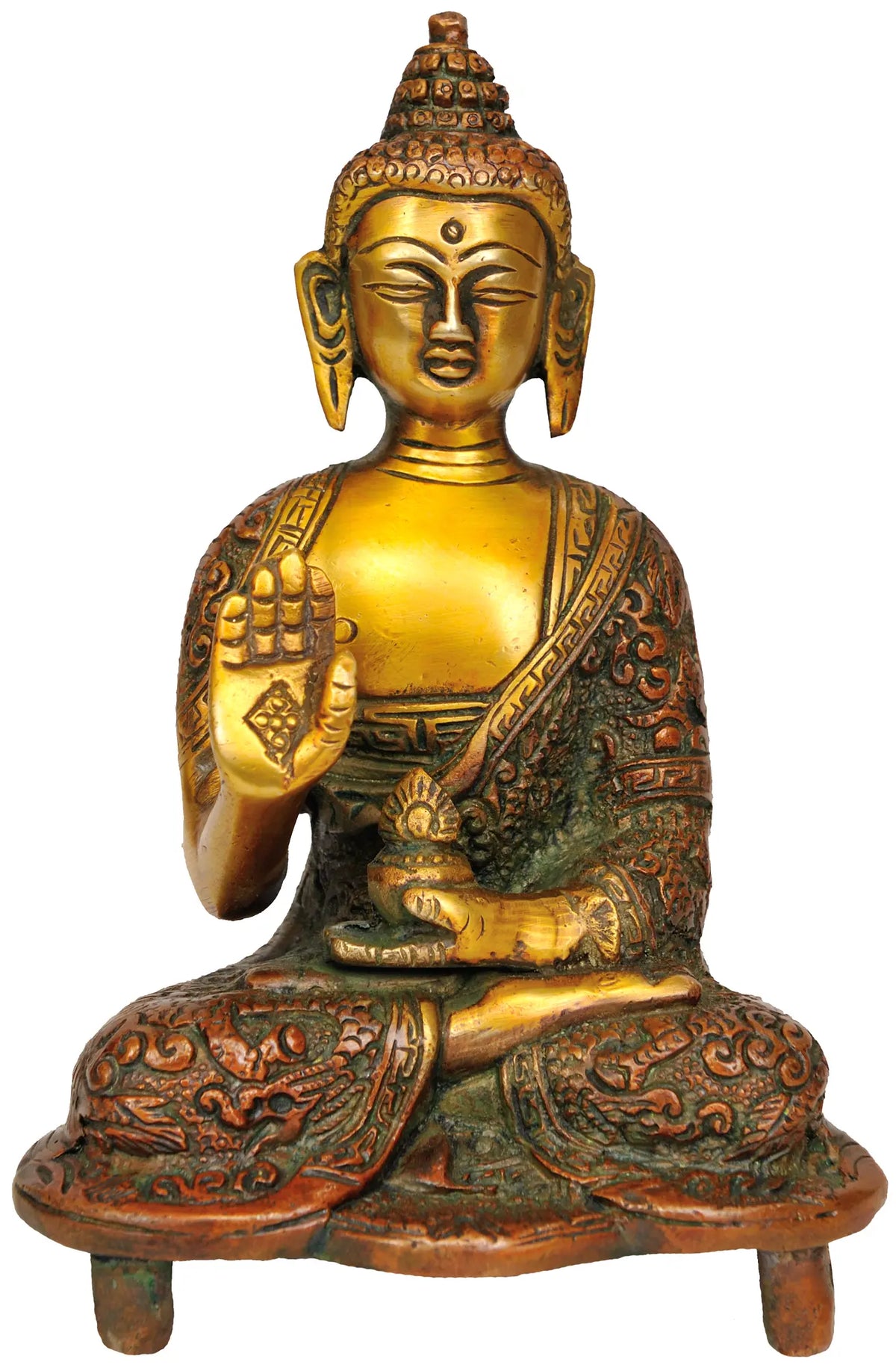 6" Blessing Buddha In Brass | Handmade | Made In India
