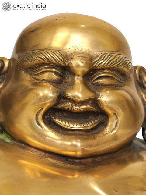 9" Laughing Buddha In Brass | Handmade | Made In India