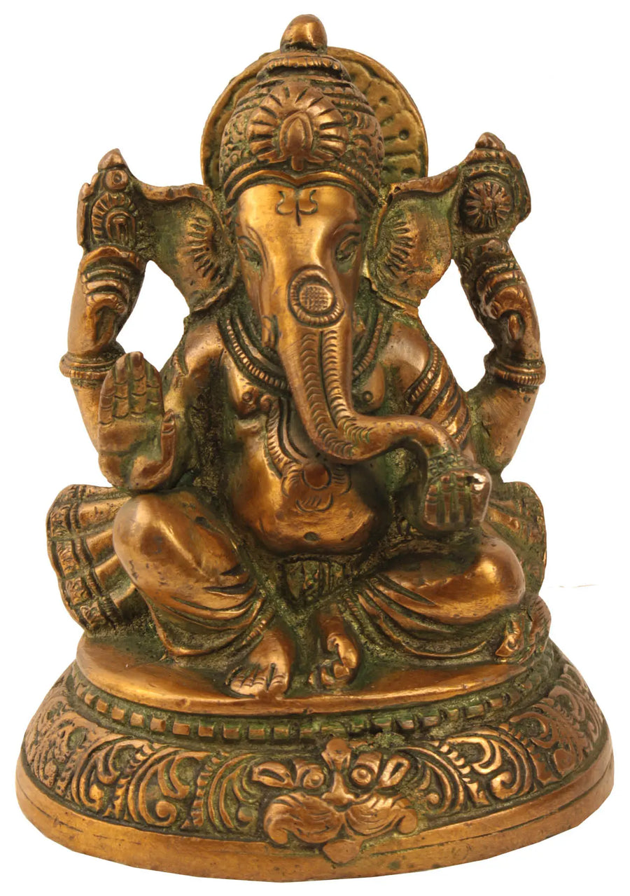 5" Handmade Brass Ganesha Idol for Home Pooja