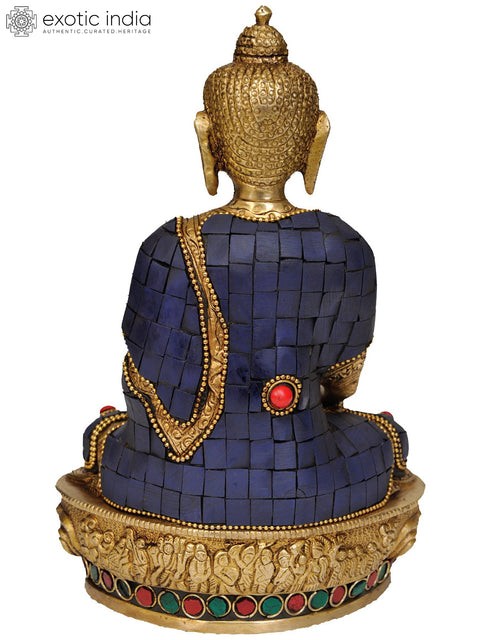 8" Tibetan Buddhist God Lapis Buddha of Healing In Brass | Handmade | Made In India