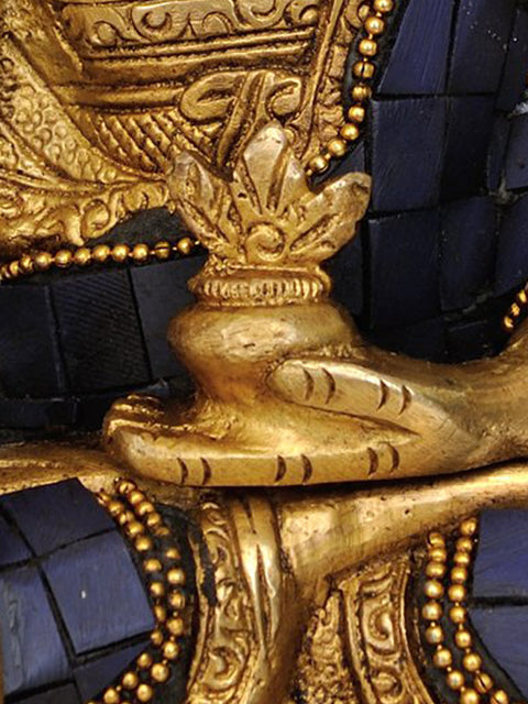 8" Tibetan Buddhist God Lapis Buddha of Healing In Brass | Handmade | Made In India