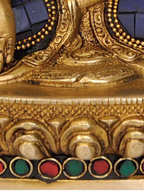 8" Tibetan Buddhist God Lapis Buddha of Healing In Brass | Handmade | Made In India