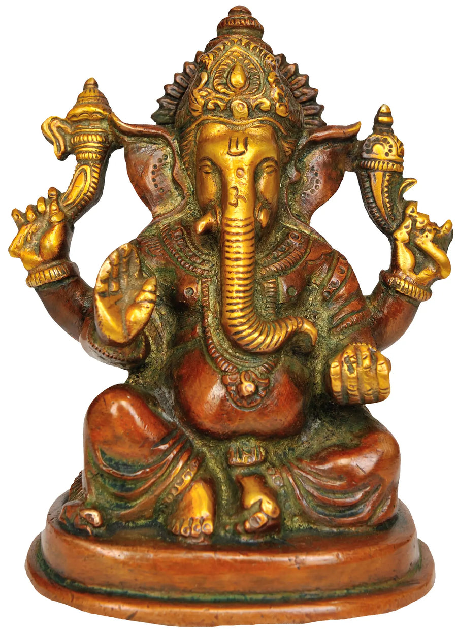 5" Bhagawan Ganesha Handmade Brass Idol for Pooja