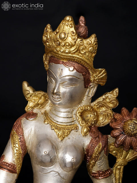 15" Tibetan Buddhist Standing Tara In Brass | Handmade | Made In India
