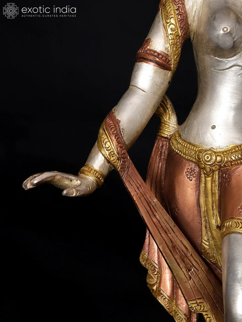 15" Tibetan Buddhist Standing Tara In Brass | Handmade | Made In India