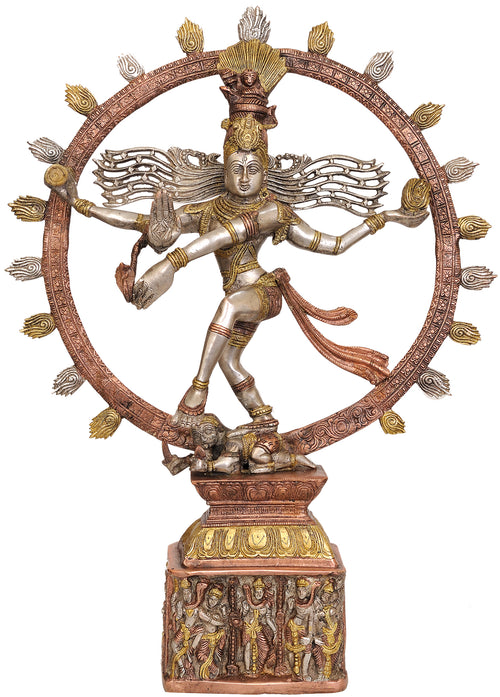 22" Handmade Triple Hued Nataraja Brass Statue