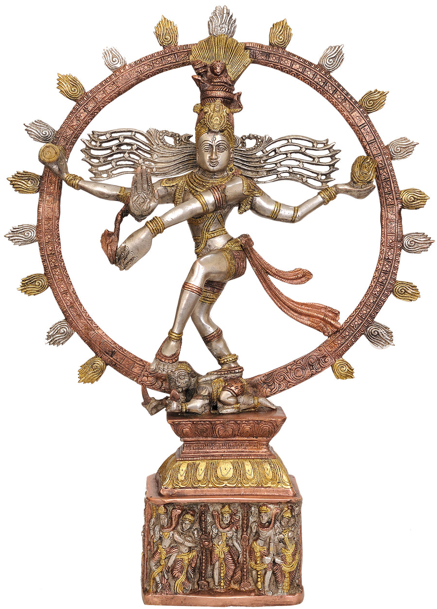 22" Handmade Triple Hued Nataraja Brass Statue