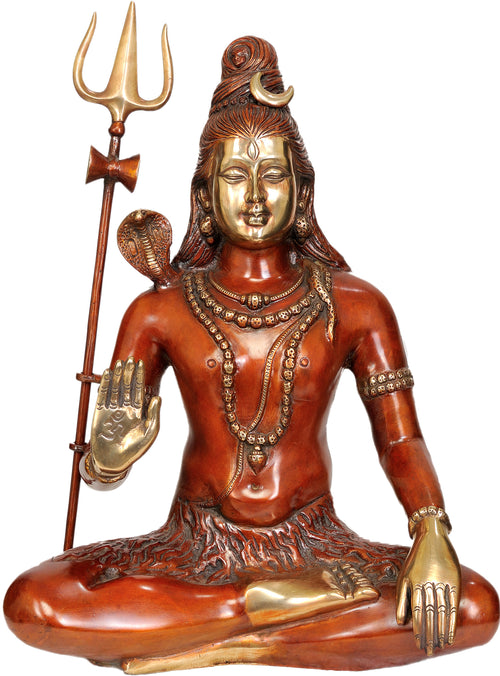 19" Bhagawan Shiva Brass Statue Handmade for Pooja