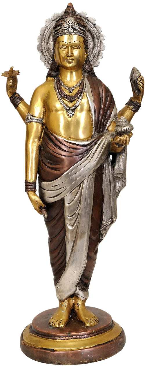 18" Dhanvantari Brass Statue - Hindu God of Medicine Handmade