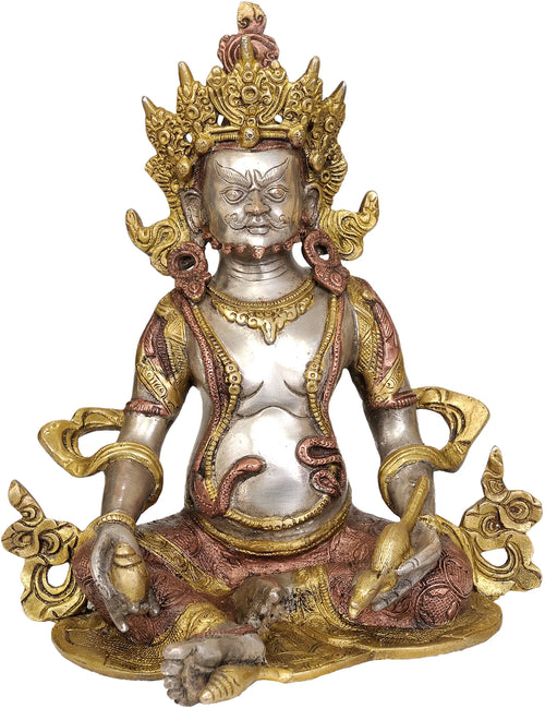 10" Kubera Brass Statue - Tibetan Buddhist Wealth Deity Handmade Idol