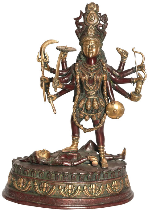 19" Mother Goddess Kali In Brass | Handmade | Made In India