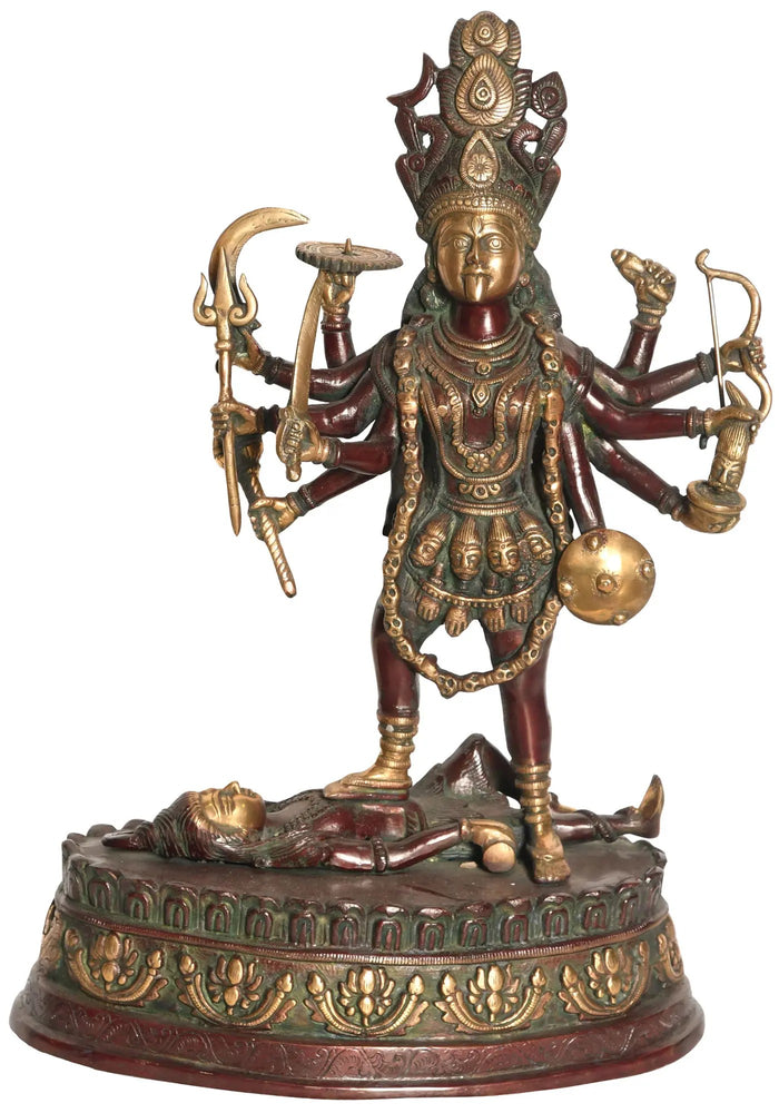19" Mother Goddess Kali In Brass | Handmade | Made In India