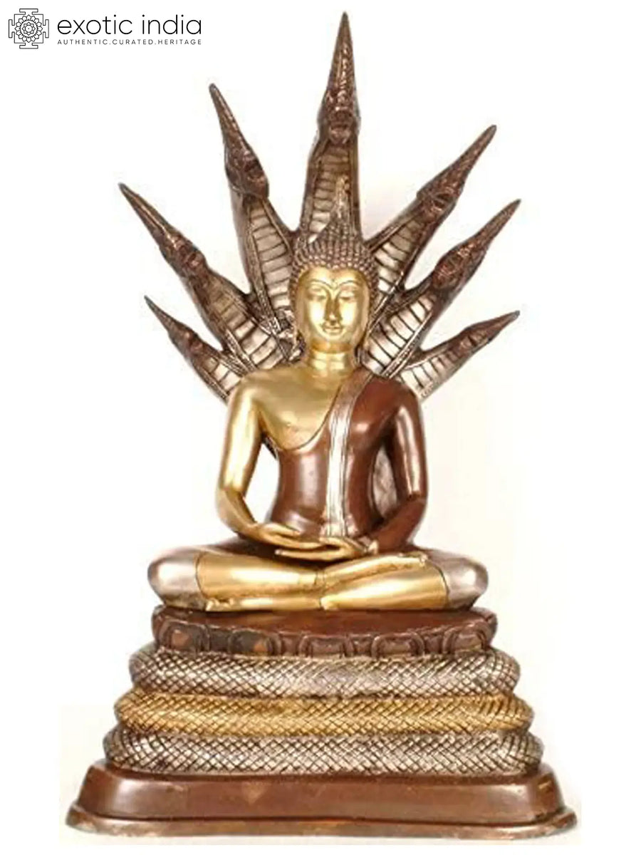 21" Buddha Under Muchalinda Serpent Brass Statue