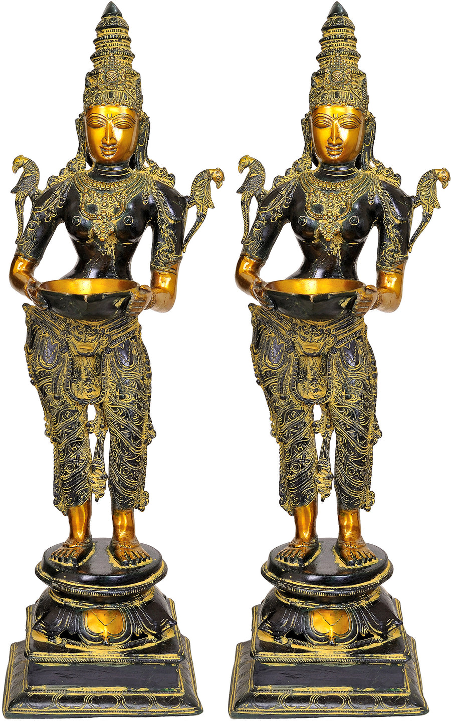 31" Large Brass Deeplakshmi Pair Handmade Statue for Home Decor