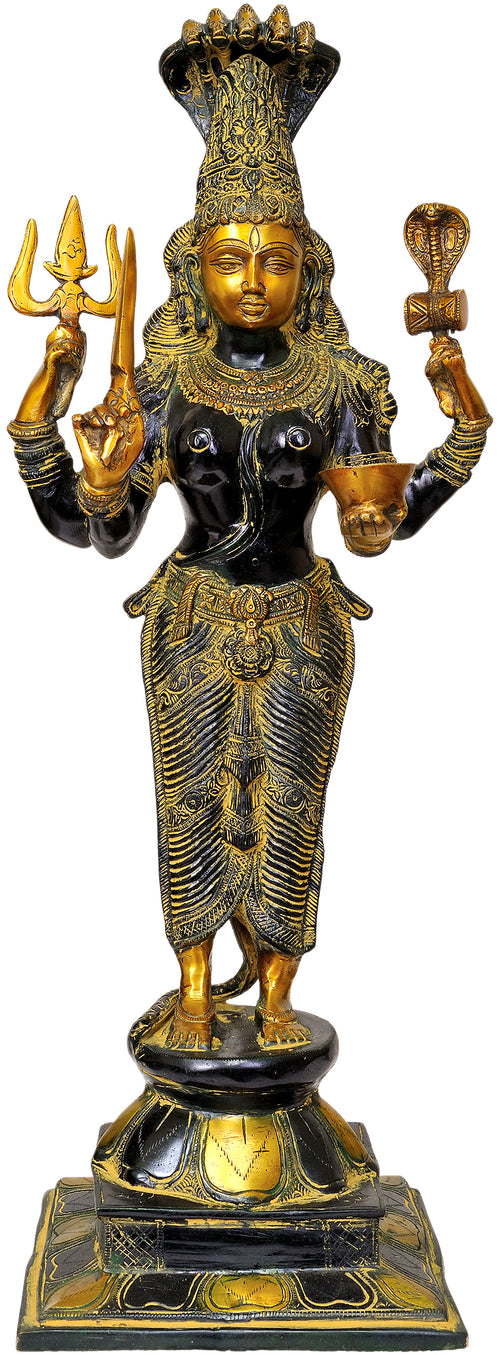 25" Handmade Mariamman Brass Statue for Pooja
