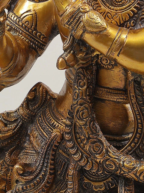 29" Brass Lord Krishna Idol Playing Flute | Handmade Statues | Made in India