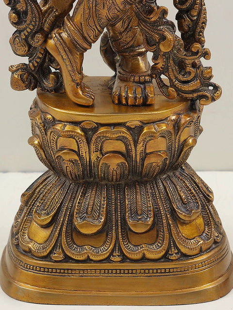 29" Brass Lord Krishna Idol Playing Flute | Handmade Statues | Made in India