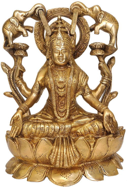 10" Handmade Goddess Lakshmi Brass Statue for Pooja