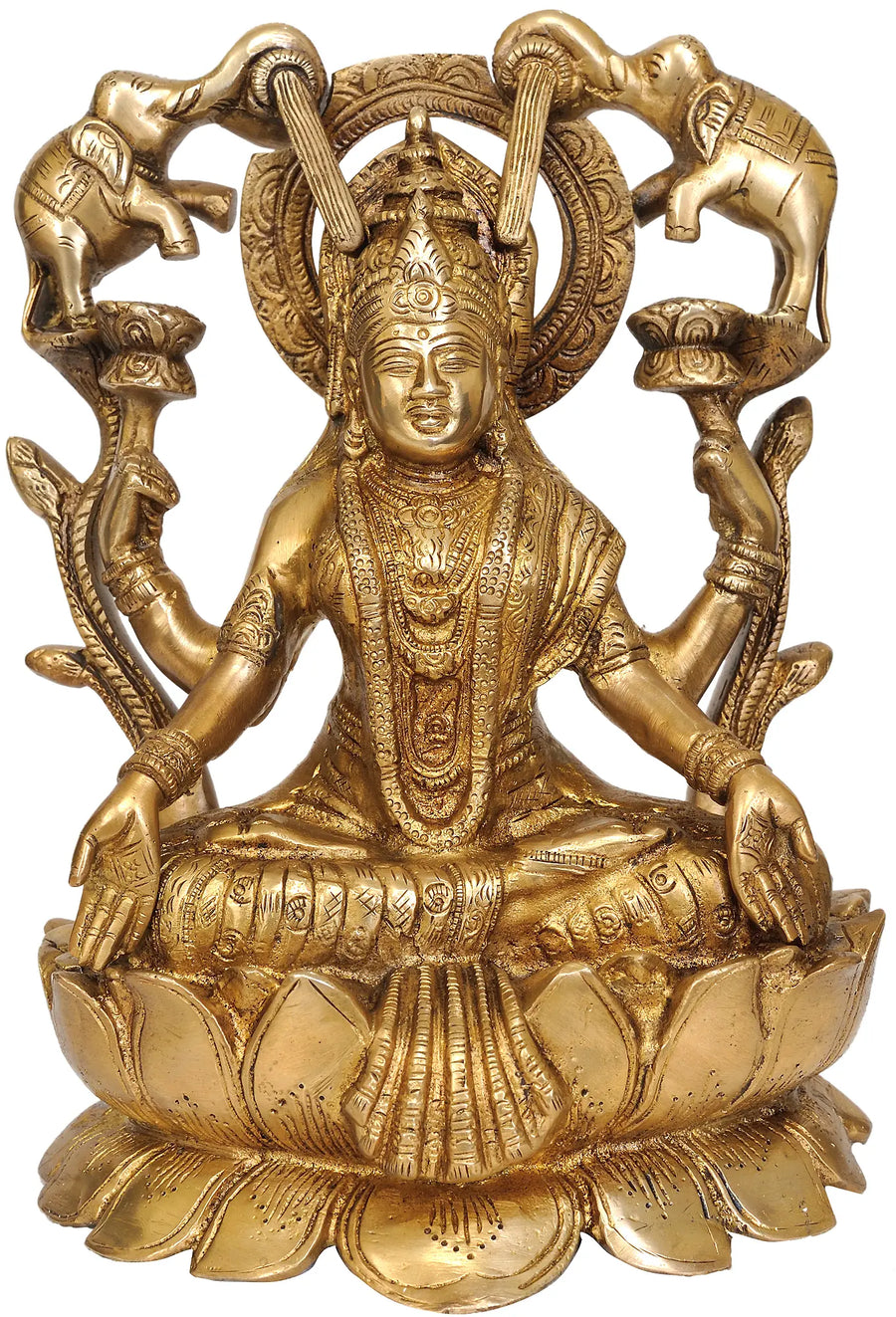10" Handmade Goddess Lakshmi Brass Statue for Pooja