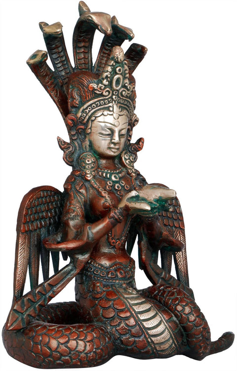 8" Naga Kanya Brass Sculpture | Handmade | Made in India