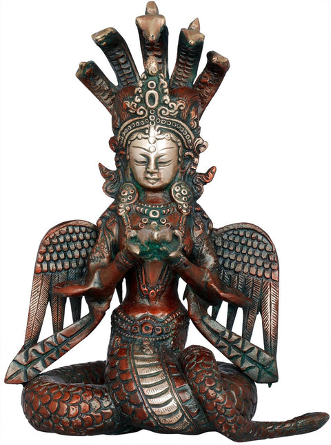 8" Naga Kanya Brass Sculpture | Handmade | Made in India