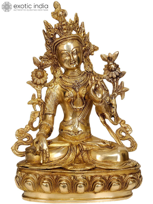 12" White Tara Tibetan Buddhist Goddess Brass Handmade Statue