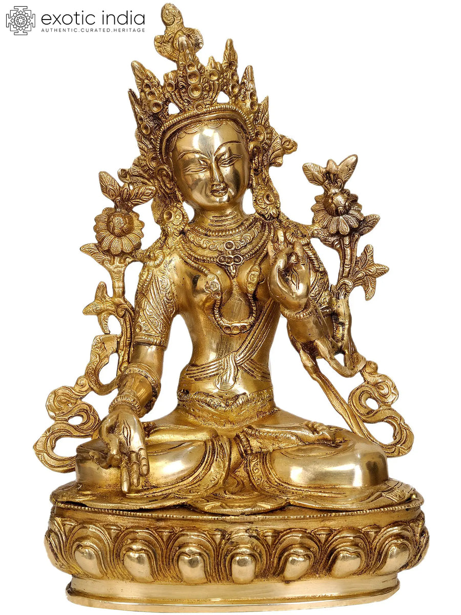 12" White Tara Tibetan Buddhist Goddess Brass Handmade Statue