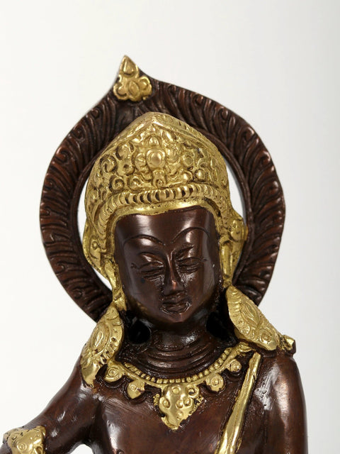 7" Lord Indra Brass Sculpture