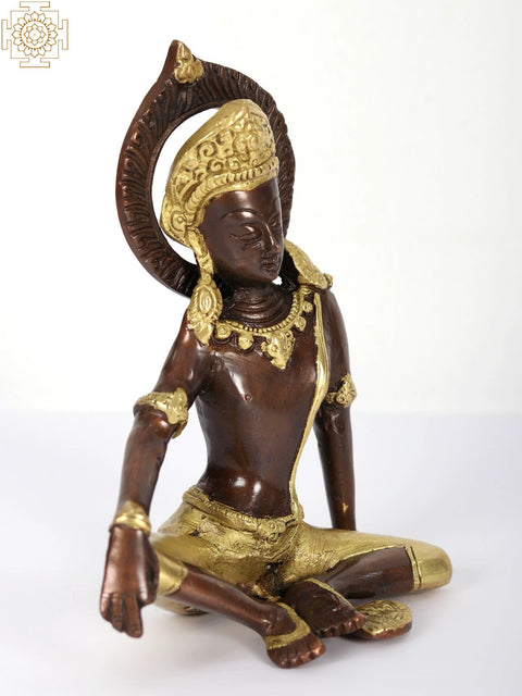 7" Lord Indra Brass Sculpture