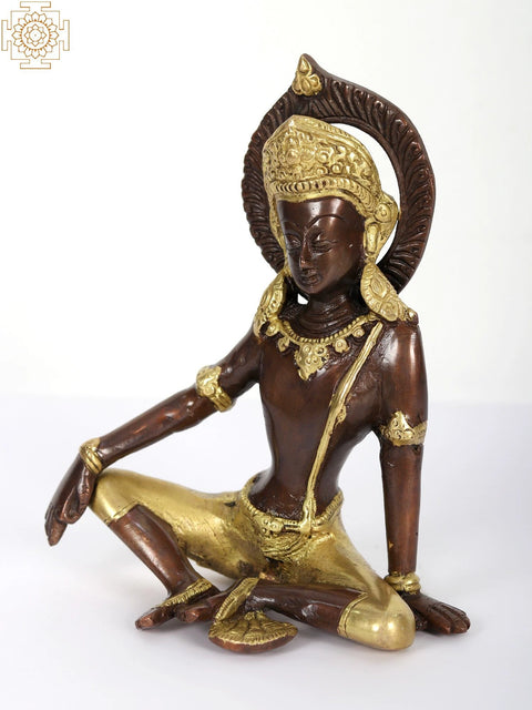7" Lord Indra Brass Sculpture