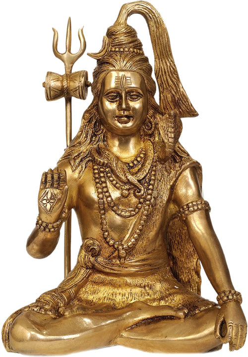 12" Handmade Bhagawan Shiva Brass Statue for Pooja