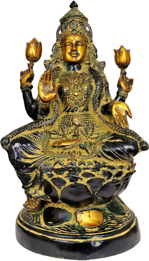 23" Goddess Lakshmi Handmade Brass Statue for Pooja