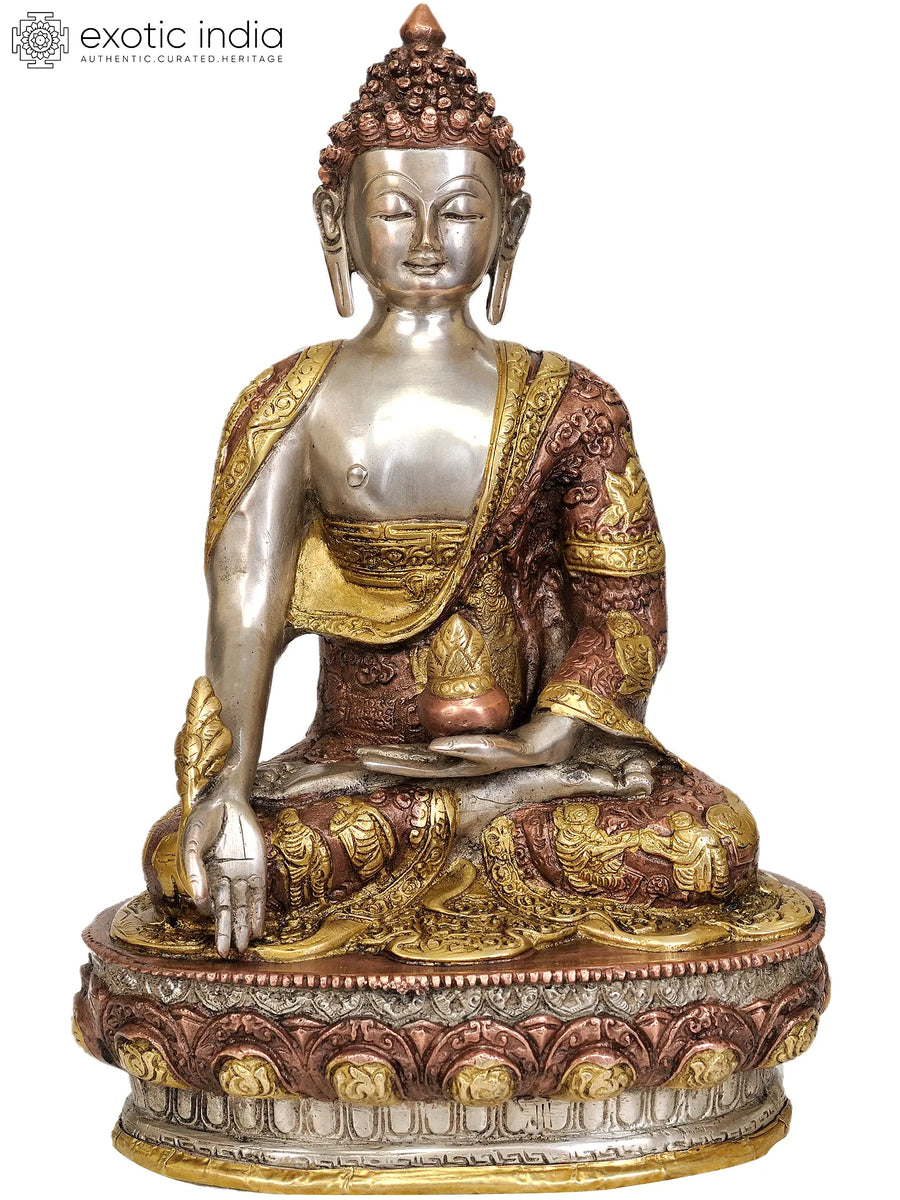 13" Medicine Buddha Handmade Brass Statue Tibetan Buddhist Deity