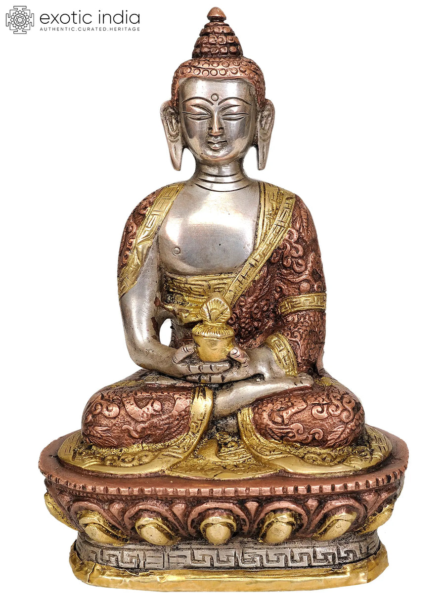 7" Buddha Dhyana Mudra Handmade Brass Statue