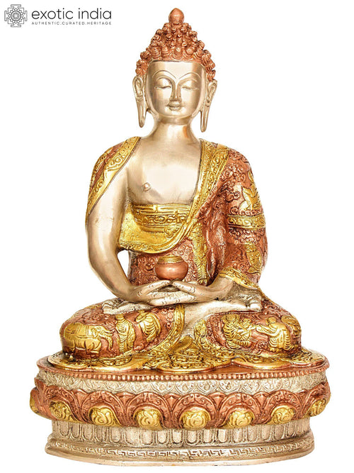 13" Lord Buddha Dhyana Mudra Handmade Brass Statue