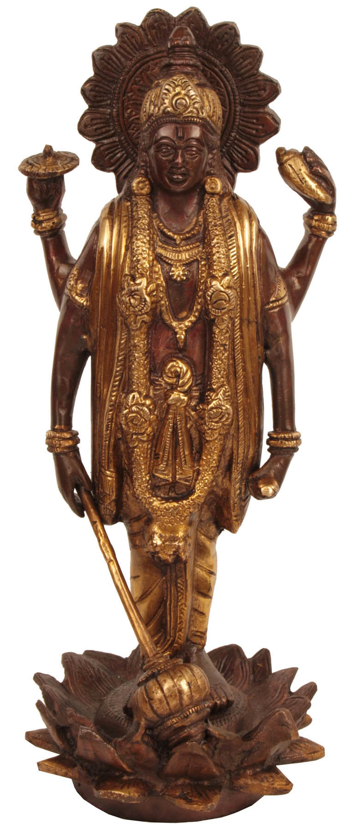 12" Bhagawan Vishnu Handmade Brass Sculpture for Pooja