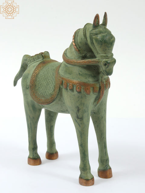 9" Brass Decorative Saddled Horse Figurine