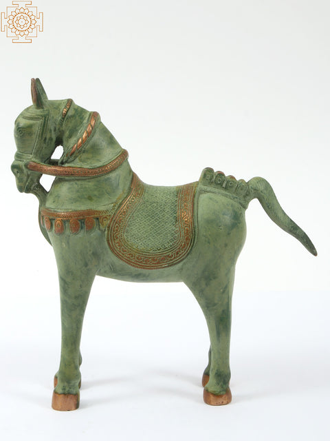 9" Brass Decorative Saddled Horse Figurine